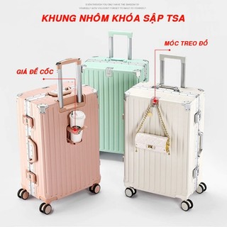 Vali khung nhôm khóa sập cao cấp chống vỡ, chống trộm size 20 inch 24 inch 29 inch