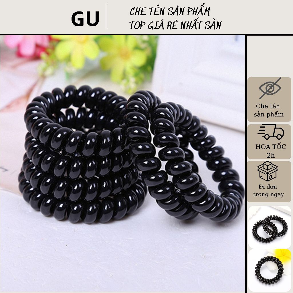 Set 5 cột tóc lò xo màu đen (có thể làm vòng tay móc khóa)