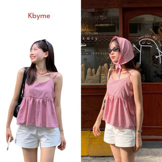 Áo babydoll caro đỏ Girlie Top tặng kèm khăn turban