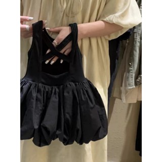  Đầm bé gái váy hai dây hở lưng dáng bồng bí đáng yêu cho bé gái 8-24kg 