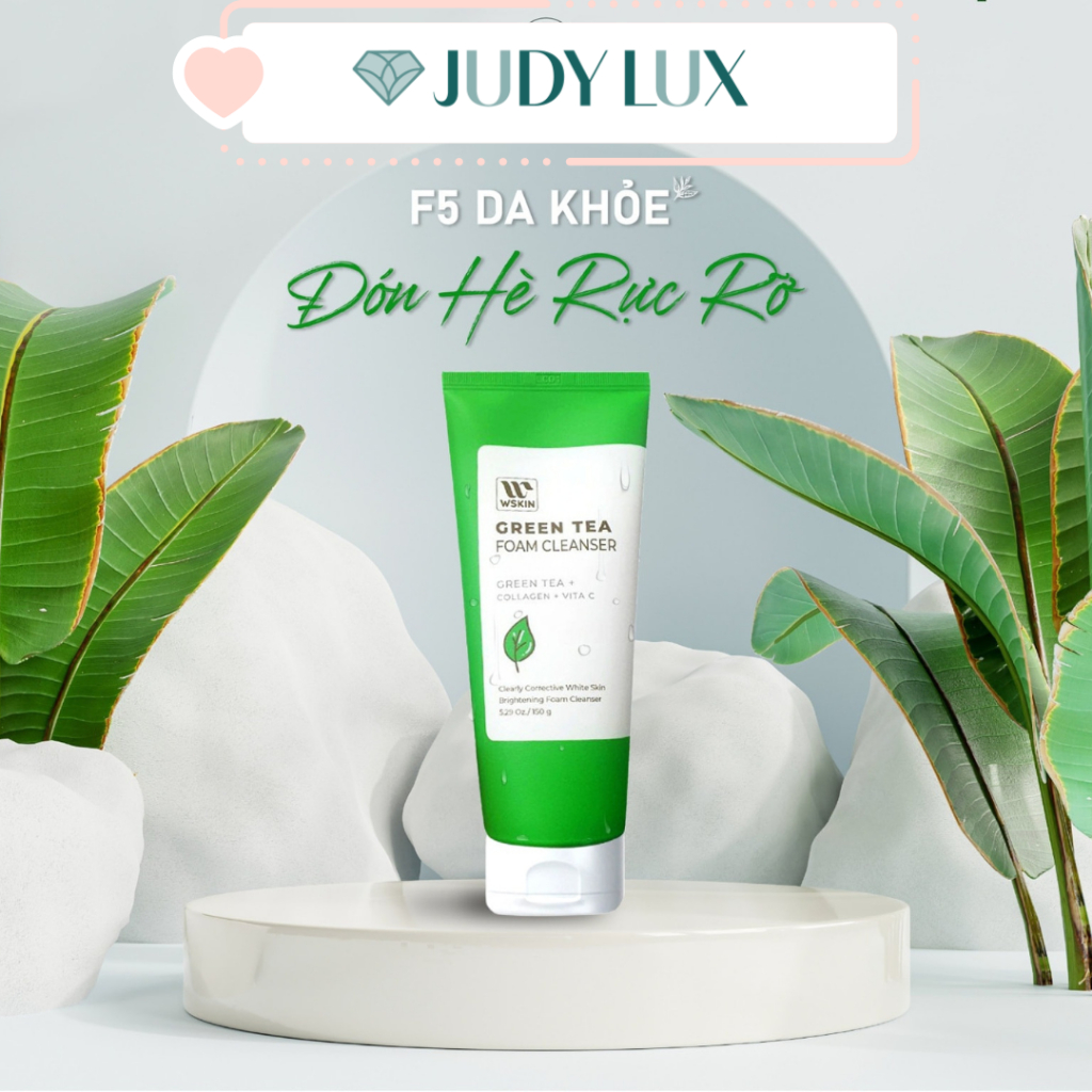 Sữa rửa mặt trà xanh WSKIN Green Tea Foam Cleanser Chính Hãng Ngừa Mụn, Thu Nhỏ Lỗ Chân Lông 150G
