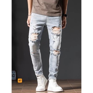 quần jean nam xanh sáng rách nhẹ có size đại ạ