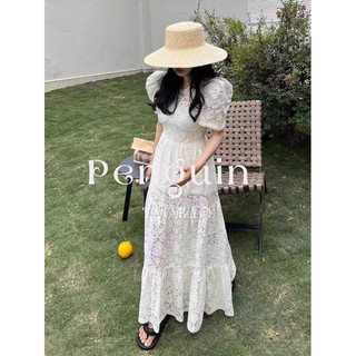[xả kho S] D73 Đầm váy dài maxi ren trắng