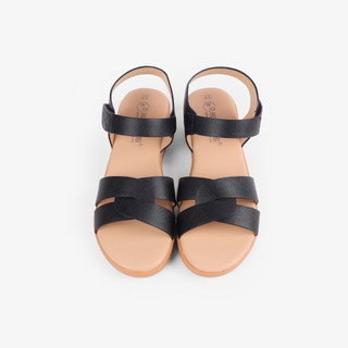 HCM - Sandal Xẹp Hạnh Dung Quai Đan Chéo HD0319AC ( Màu Kem - Đen - Bò - Trắng )