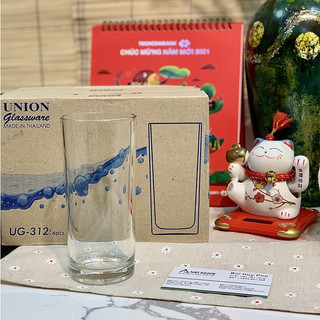 [Sỉ CỐC THÁI LAN] Bộ 6 cốc ly thủy tinh ống cao UNION UG312 pha sinh tố sữa chua đá nước ép bạc sỉu đẹp giá rẻ 340ml