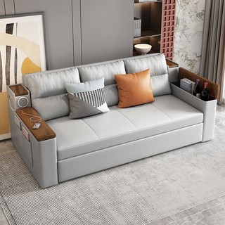Sofa giường gấp gọn hiện đại mặt tay gỗ kèm loa bluetooth, ghế sofa giường phòng khách