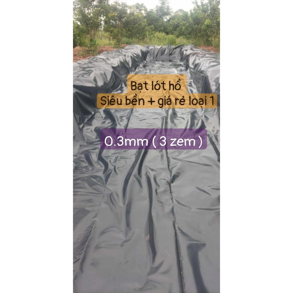 [ Bạt lót hồ chống thấm rộng 4m - dầy 0.3mm ( 3 zem ) - Bán theo mét Dài ] bạt lót hồ HDPE, Bạt lót 