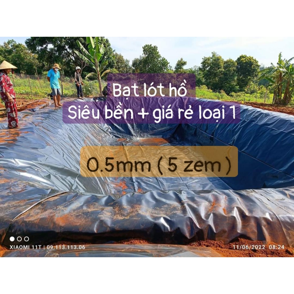 [ Bạt lót hồ chống thấm rộng 5m - dầy 0.5mm ( 5 zem ) - Bán theo mét Dài ] bạt lót hồ HDPE, Bạt lót 