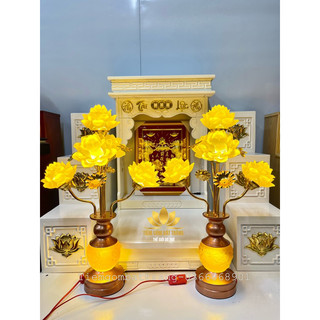 Cặp đèn 5 bông hồ lô ngọc cao cấp cao 60cm bông lưu ly nhập khẩu