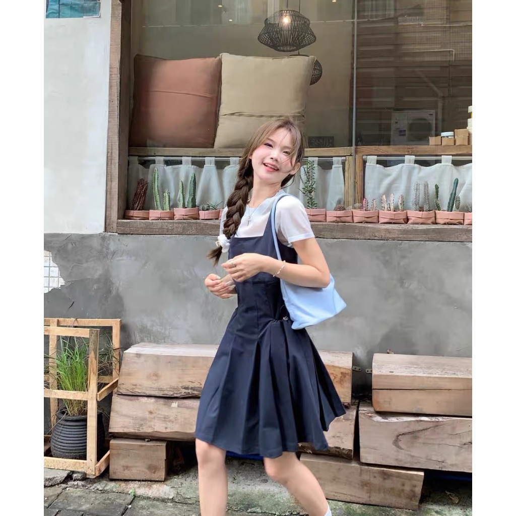 [Hàng Shop]: Sét Váy Yếm Xanh Than Mix Áo Giấy Hack Eo Đơn Giản Cho Nàng Đi Chơi Dã Ngoại Kèm Ảnh Thật [SV61] Lollaye | BigBuy360 - bigbuy360.vn