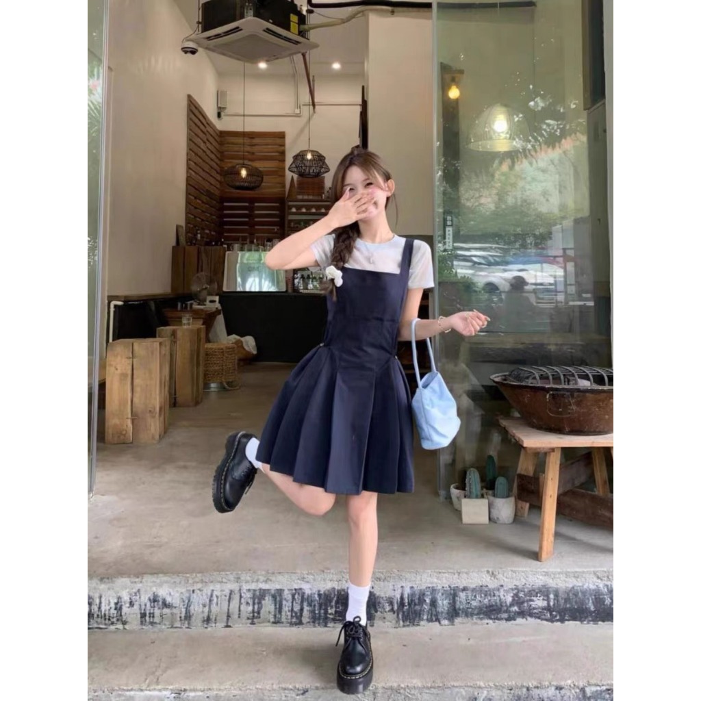 [Hàng Shop]: Sét Váy Yếm Xanh Than Mix Áo Giấy Hack Eo Đơn Giản Cho Nàng Đi Chơi Dã Ngoại Kèm Ảnh Thật [SV61] Lollaye | BigBuy360 - bigbuy360.vn