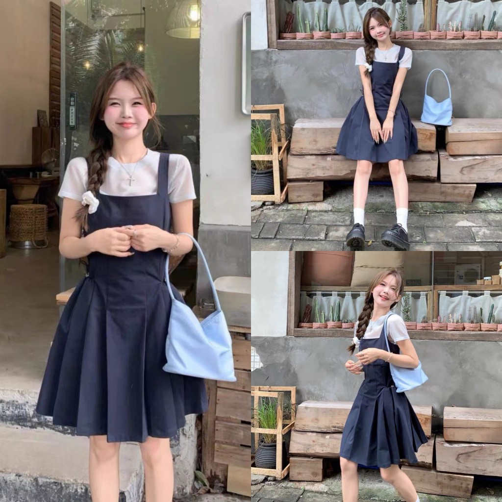 [Hàng Shop]: Sét Váy Yếm Xanh Than Mix Áo Giấy Hack Eo Đơn Giản Cho Nàng Đi Chơi Dã Ngoại Kèm Ảnh Thật [SV61] Lollaye | BigBuy360 - bigbuy360.vn