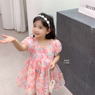 Váy voan lưới hoa nổi babydoll thiết kế cho bé 13-40kg
