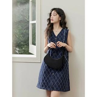 Váy denim cổ V hàng xuất Kuose