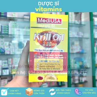 🍀 MediUSA Krill Oil - Hỗ trợ giảm Cholesterol và Triglycerid, Thúc Đẩy Chức Năng Não Bộ, Khớp Linh Hoạt (Hộp 60 viên)