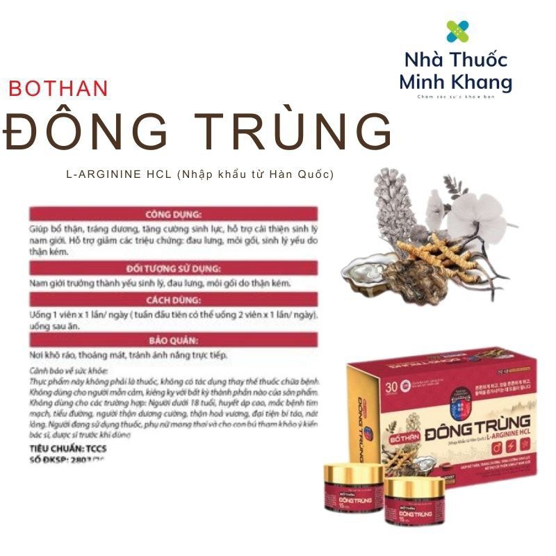 Viên Uống Bổ Thận Đông Trùng- Giúp cải thiện sinh lý, tráng dương tăng cường sinh lực, giảm tiểu đêm.Hộp 30 viên