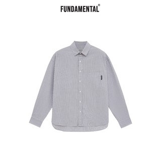 Áo sơ mi fundamental tay dài sọc xám form rộng/long sleeves stripes shirt
