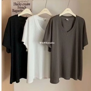 Áo phông giấy cổ tim rộng hàng QCL1