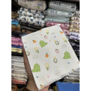 Vải canvas may túi tote hình khủng long đáng yêu