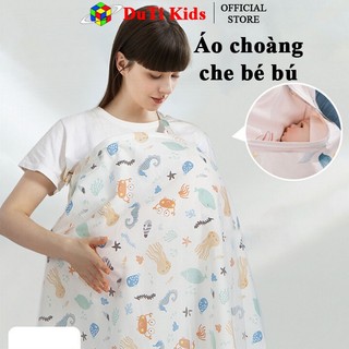 Áo choàng che cho bé bú, khăn choàng có 2 lớp với họa tiết dễ thương
