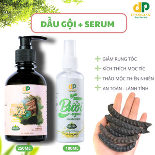 Combo dầu gội bồ kết & serum bưởi giảm gãy rụng, ngăn rụng tóc & kích thích tóc mọc nhanh, phục hồi tóc từ dp organic