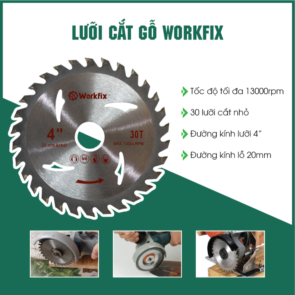 Lưỡi cắt gỗ cao cấp WORKFIX 110MM hàng chính hãng
