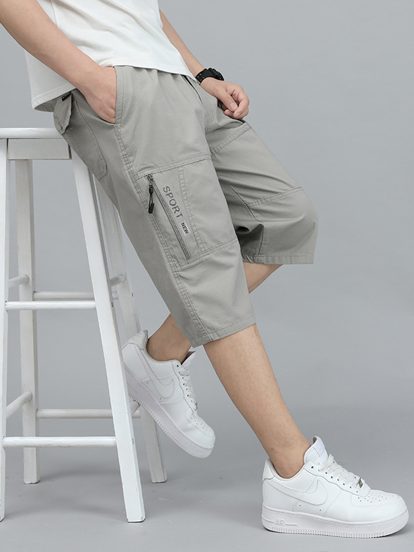 Quần Short Lửng Kaki Nam, Vải 100% Cotton