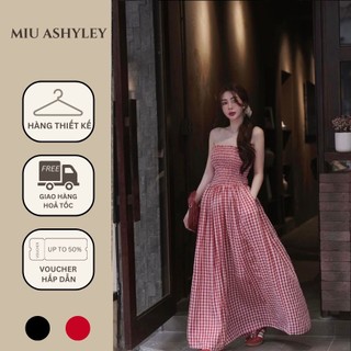 Đầm cotton kẻ thô dáng dài 𝐌𝐀𝐈𝐋𝐘 𝐃𝐑𝐄𝐒𝐒 - 𝐀𝐒𝐇𝐘𝐋𝐄𝐘