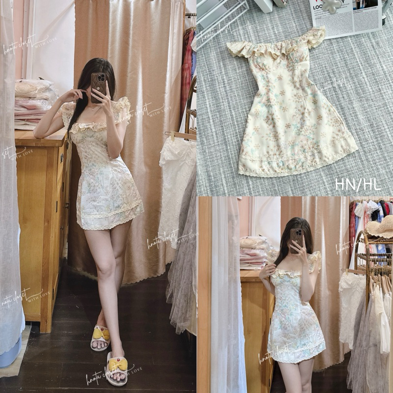 Đầm Hoa Thêu Trễ Vai