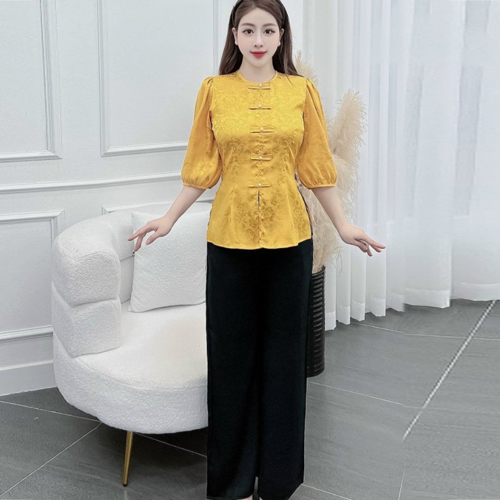 Đồ bộ áo bà ba set đồ bộ quần ống rộng bà ba miền tây nữ cách tân set đồ bà ba đồ lam đi chùa - cn16