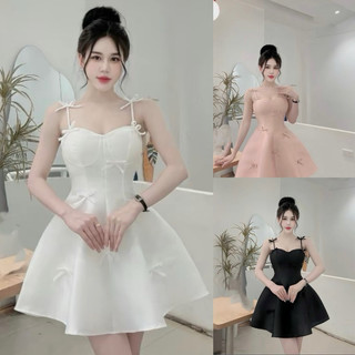Dream đầm dự tiệc đầm hai dây dự tiệc đầm đính nơ sang trọng dễ thương dáng xoè kana dress