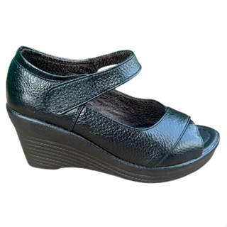 giày nữ trung niên đế xuồng cao 7cm da bò cao cấp đế xuồng sang trọng , quai da bò thật