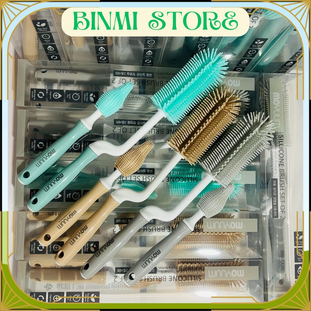 Set cọ rửa bình và núm ti Silicon Moyuum Hàn Quốc