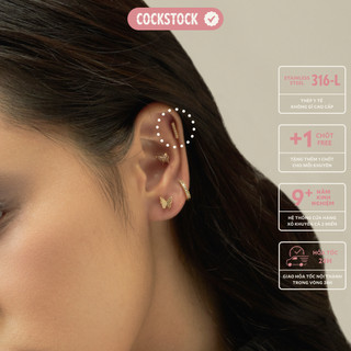 Khuyên tai ngang đá Stick Diamond Earring CockStock