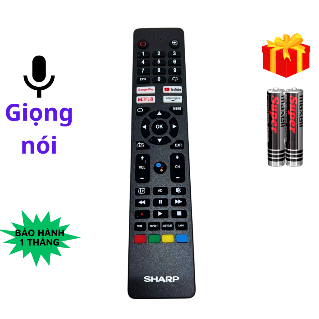  Remote điều khiển tivi SHARP Mã 06 Giọng nói điều khiển TV SHARP internet - Tặng kèm pin 