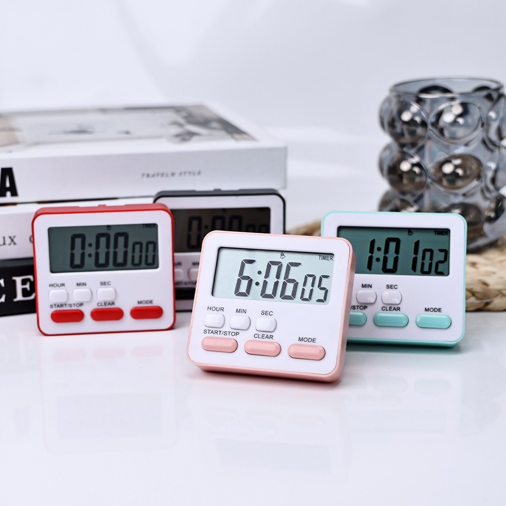 Đồng hồ báo thức để bàn mini Pkbeoshop đồng hồ bấm giờ đếm ngược màu pastel màn hình điện tử LCD ZK-2206