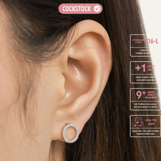 Khuyên tai vòng gắn đá lấp lánh Round Minimal Blink Earring CockStock