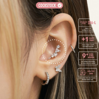 Khuyên tai  dải đá Ribbon Diamond Earring CockStock