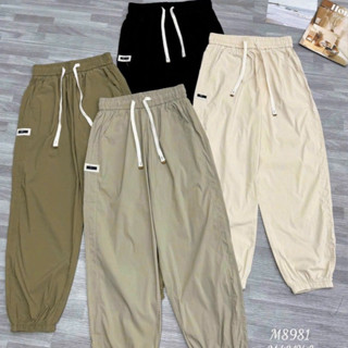 Quần Jogger Kaki Dù  Nhím Xù Shop Nữ Kiểu Dáng Lưng Thun Thiết Kế Ống Bo Chun Thời Trang