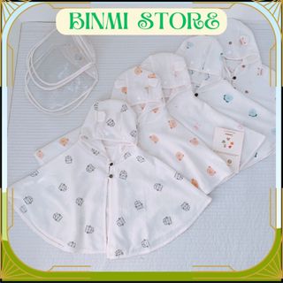 Áo choàng monona kèm mũ chắn giọt cho bé từ sơ sinh đến 3 tuổi