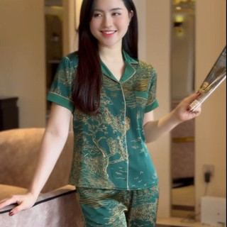 Set bộ ngủ pijama lụa satin hàng thiết kế tay ngắn siêu xinh hot