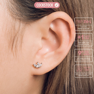 Khuyên tai 3 cánh đá Three Angles Diamond Earring CockStock