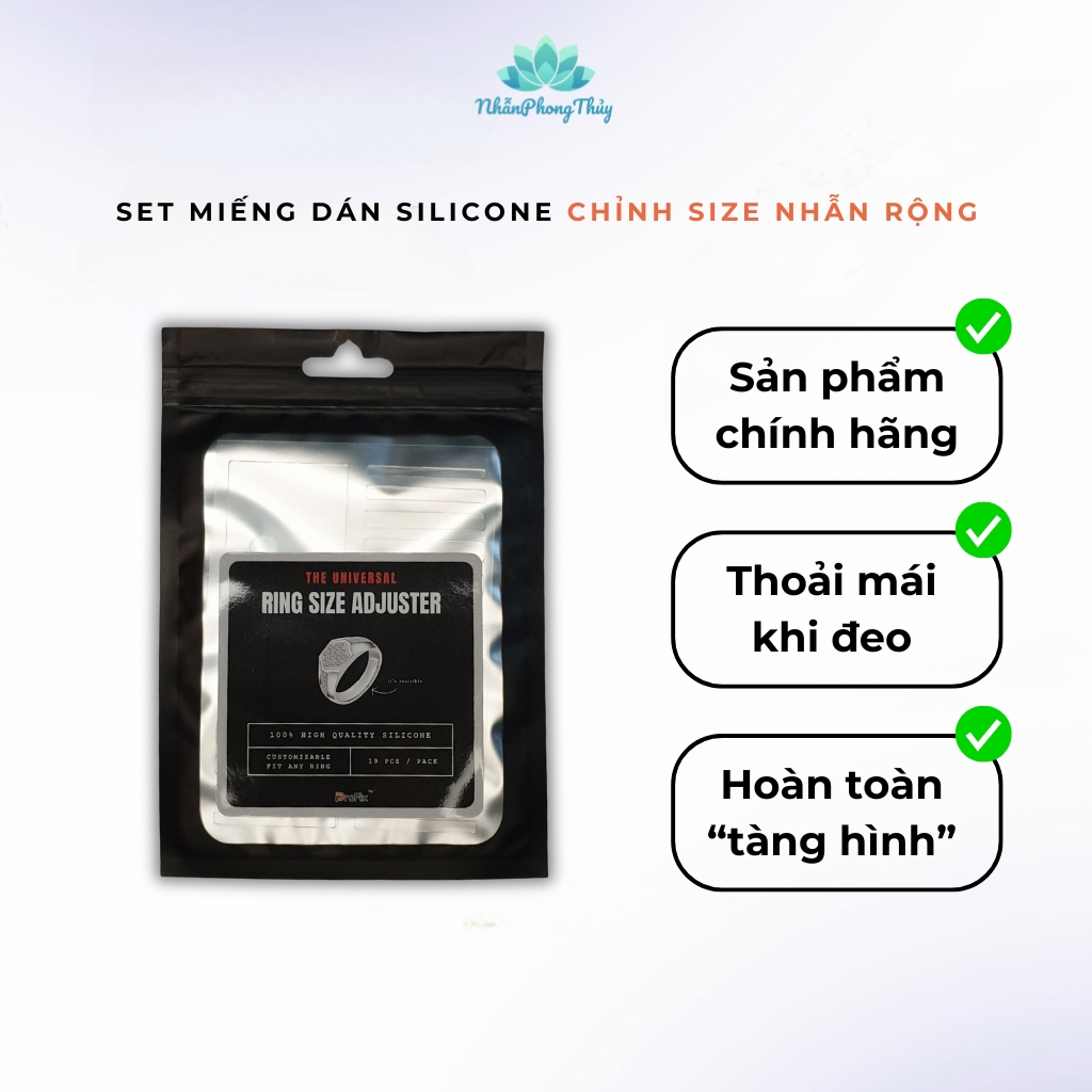 Set 19 Miếng Dán Nhẫn Bị Rộng Cao Cấp Giúp Chỉnh Size Nhẫn, Miếng Độn Nhẫn Silicone Chính Hãng