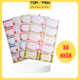 Set 50 nhãn vở, nhãn dán tập có keo dán tiện lợi