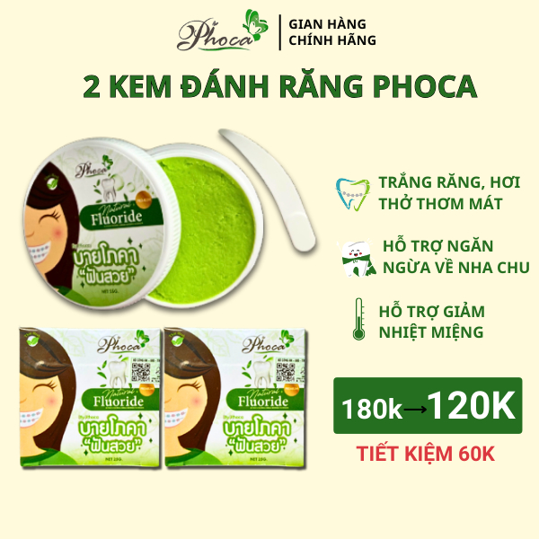  Kem đánh răng thảo mộc Phoca 2 hộp kem đánh răng cho người niềng răng trắng răng 25gr By Phoca 