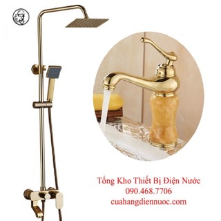 Sen tắm vòi rửa mặt | Combo bộ sen cây vàng ánh kim SC14 kèm vòi chậu lavabo nóng lạnh cao cấp