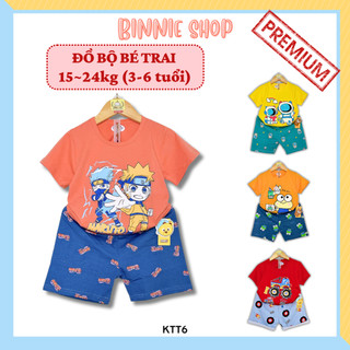 Đồ bộ bé trai quảng châu xuất hàn Quần áo trẻ em BINNIE SHOP chất thun cotton cho bé trai từ 15-24kg (3-6 tuổi) KTT6