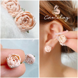 Hoa tai nữ- Khuyên tai đất sét polymer- ROSE