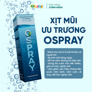 [DÀNH CHO TRẺ TỪ 3 TUỔI & NGƯỜI LỚN] XỊT MŨI ƯU TRƯƠNG OSPRAY 110ML - DUNG DỊCH MUỐI BIỂN GIÚP LÀM SẠCH, GIẢM NGHẸT MŨI