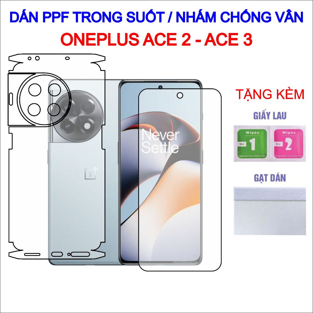 Dán PPF OnePlus Ace 2, Ace 3 full lưng viền, màn hình